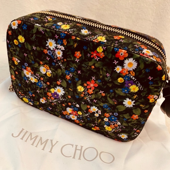 🌺 Jimmy Choo black flower satin camera bag w/dustbag 🌷 - Picture 3 of 5